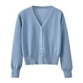 thumbnail image 1 of Timegard Cardigan for Women Lightweight Fall Cropped Solid Color Open Front Button Sweater Knit Coat, 1 of 9