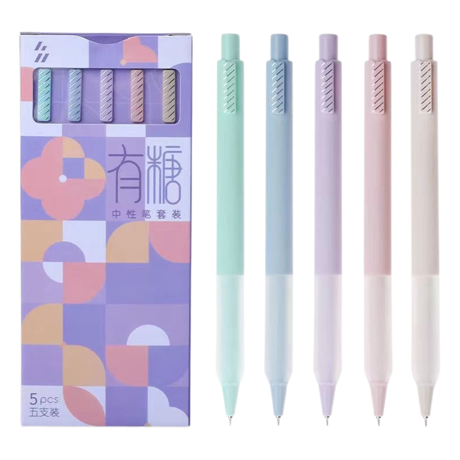 ZTTD Gel Pens, 5Pcs 0.5mm Quick Dry Black Ink Fine Point Smooth Writing Pens High-End Series Ballpoint for Office Supplies, Color Random