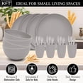 thumbnail image 4 of 24pc Wheat Straw Dinnerware Sets for 4 Lightweight & Unbreakable Dishes Microwave & Dishwasher Safe Perfect for Camping, Picnic, RV, Dorm Plates, Cups and Bowls (Gray, 24pc Set), 4 of 8