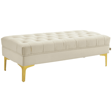 HOMCOM Banc Rembourré en Velours, Capitonné à Boutons, Banc de Bout de Lit pour Chambre