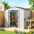 thumbnail image 2 of 7' x 4' Garden Storage Shed w/ Foundation Kit and Double Doors Silver, 2 of 10