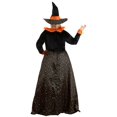 thumbnail image 2 of Women's Plus Size Sparkling Orange Witch Costume, 2 of 8
