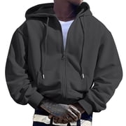 LUOGENLI Zipper Hoodies for Men Oversized Mens Zip up Hoodie Long Sleeve Full Zip Hooded Sweatshirt Pullover with Pocket Mens Hoodies Pullover Graphic Grey Size XL