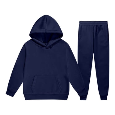 Aocisk Ensembles pour Ados Garçons Filles Automne Chandail à Capuchon et Pantalon de Survêtement Tenue de Jeu d'Hiver Chandail à Manches Longues à Enfiler avec Pantalon Bleu 3-4 Ans