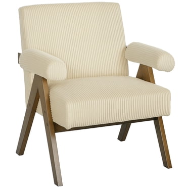 HOMCOM Corduroy Accent Chair with Wide Seat and Padded Armrests, Beige