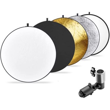 Vivider (TM) 32 inch / 80cm 5-in-1 Collapsible Multi-Disc with Holder Clip Light Photography Reflector with Bag - Translucent, Silver, Gold, White and Black
