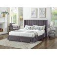 thumbnail image 2 of Grey Velvet Fabric Storage Bed w Wing Headboard - Queen, 2 of 2