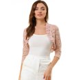 thumbnail image 1 of INSPIRE CHIC Women's Elegant Ruffle Collar Front 3/4 Sleeve Lace Shrug Top, 1 of 6