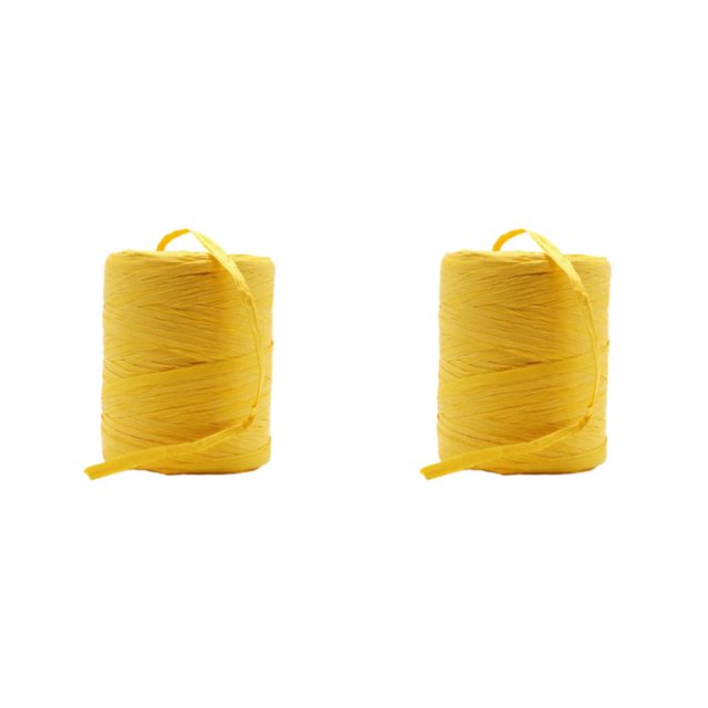 Decodeary Sturdy And Durable Raffia Rope Yarn For DIY Crafts Beautiful Colors Fiber Natural Paper Ribbon yellow 2Set