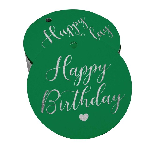 Inkdotpot Silver Foil Paper Hang Tag Happy Birthday Favor Tag 100 Piece