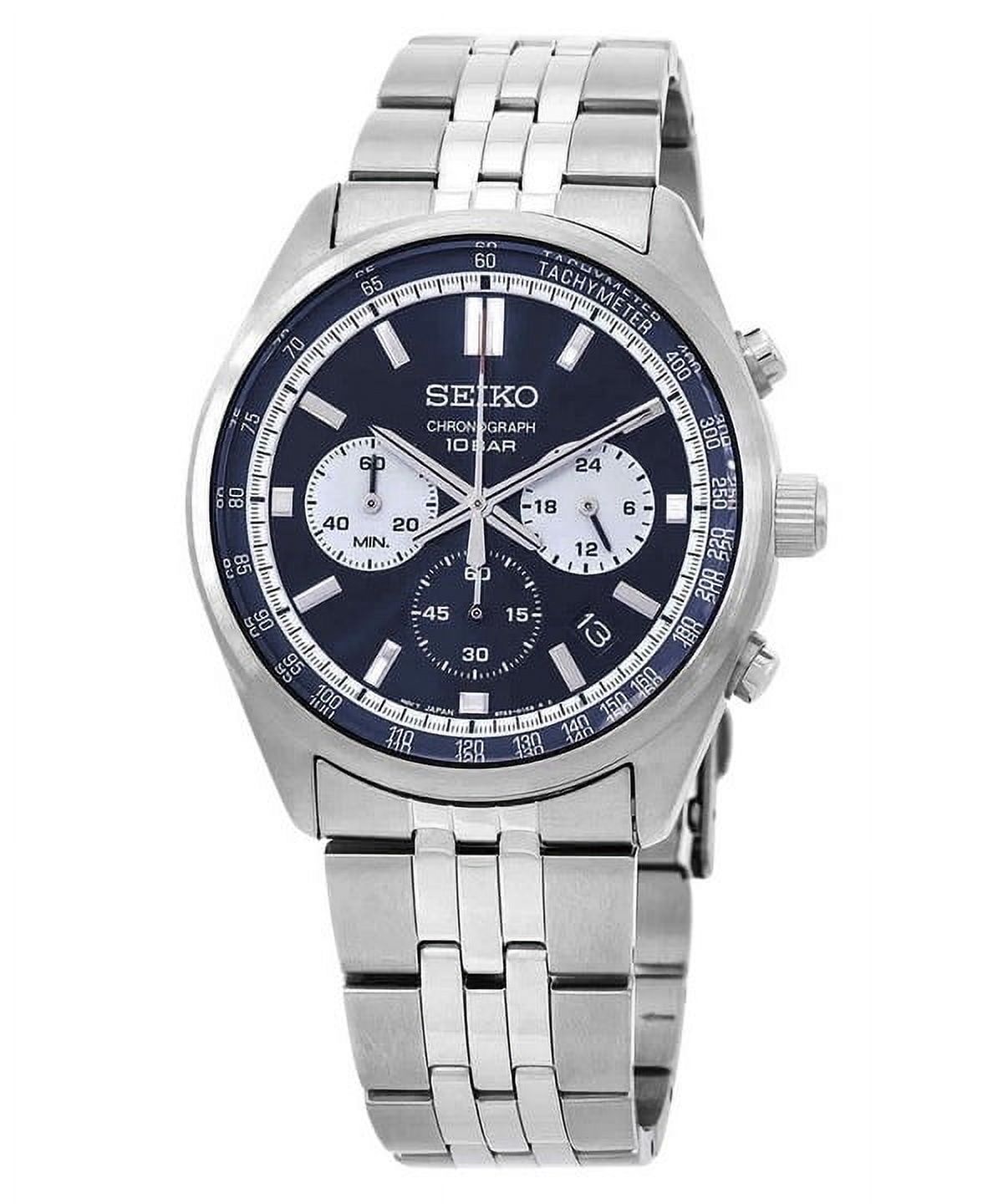 Seiko Discover More Chronographe Acier Inoxydable Cadran Bleu Quartz SSB427P1 100 m Montre pour Homme