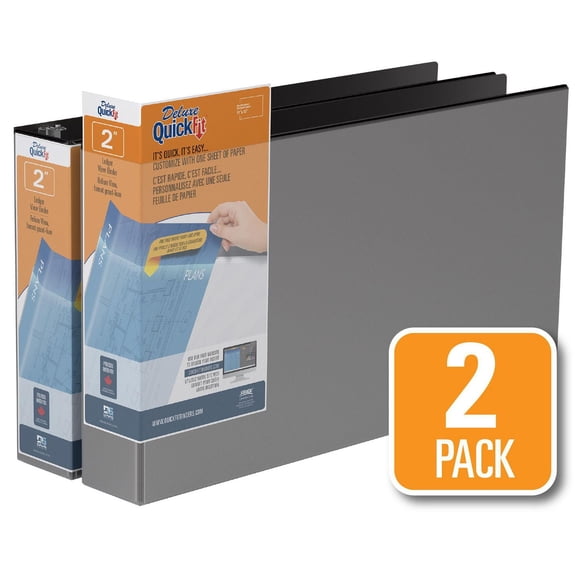 Reliure QuickFit View robuste, 11 po x 17 po, anneaux inclinés en D verrouillables 1 po, paquet de 2