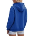 thumbnail image 3 of aohooy Crop Full Zip Hoodie Women Oversized Hooded Sweatshirt Fall Basic Plain Casual Fall Jackets with Pockets Drawstring Blue,S, 3 of 8