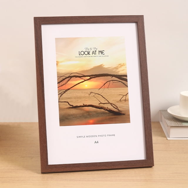 Wood Photo Mount, Wooden Photo Frame Wall Hanging and Desktop Photo Frame for Office and Home Decoration
