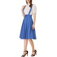 thumbnail image 4 of Unique Bargains Jupe Midi Plissée à Bretelles Rétro à Taille Élastique pour Femme, Bleu, TP, 4 of 6