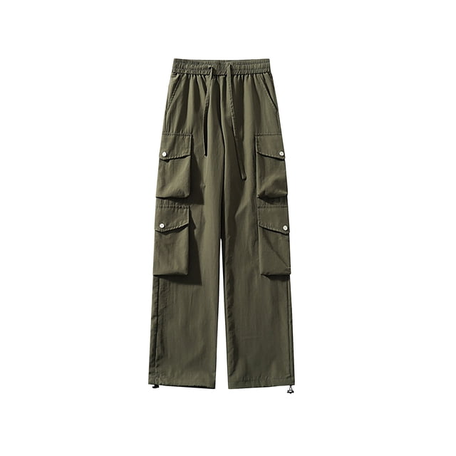 Diufon Pantalon Cargo Large pour Hommes Taille à Cordon Décontractée Pantalon de Randonnée Extérieur Ample avec Multi-Poches
