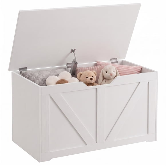 HOMCOM Storage Chest for Living Room, Storage Bench, 31.5"W, White