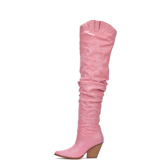 Cape Robbin Kelsey-30 Rock Star Western Pointed Slouchy Over Knee Thigh Boot Pink sz: 8