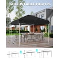 thumbnail image 3 of Tente à Auvent Escamotable Robuste 10x10 Pi – Pare-Soleil Extérieur, 3 Hauteurs Réglables, Cadre Robuste, 4 Sacs de Sable, 8 Piquets, 4 Cordes Rigides, Sac de Transport, pour Patio, Camping, Fêtes, Événements – Noir, 3 of 7