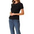 thumbnail image 4 of INSPIRE CHIC Blouse à Manches Bouffantes d'Été pour Femme à Col Peter Pan Noir TG, 4 of 6