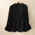 thumbnail image 2 of Timegard Womens Suit Jacket Cotton Linen Stand Collar Button Long Sleeve Lightweight Fall Loose Coat, 2 of 6