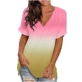 thumbnail image 1 of RKSTN Hauts Décontractés pour Femmes Blouse Imprimée Col en V Manches Courtes T-shirt Ample, 1 of 6