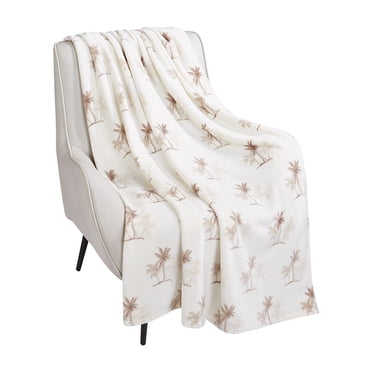 HOMETRENDS Velvet Plush Tropical Palms Polyester Throw, 50” X 60”