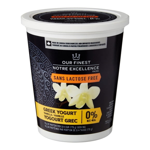 Our FinestTM 0% M.F. Lactose Free Vanilla Greek Yogurt