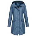 thumbnail image 1 of Mikilon Women's Solid Color Rain Jacket Outdoor Hooded Waterproof Windproof Long Coat, 1 of 4