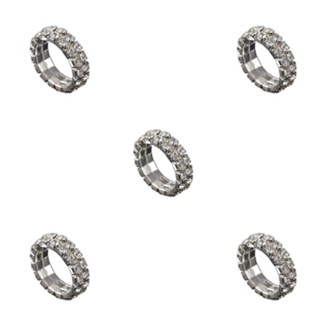 Thinsony Classy Inlaid Ring Sturdy Alloy With Dazzling Accents And Exquisite silver 2 rows 5Set