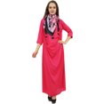 thumbnail image 2 of Bimba Robe Maxi Cramoisie à Col Bénitier pour Femme de Designer avec Foulard à Franges Imprimé - 26, 2 of 6