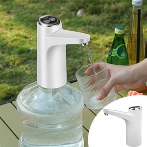 COFEST Portable Electric Water Bottle Pump Desktop Water Bottle Dispenser for 5 Gallon Universal Bottles USB Water Dispenser for Home office Outdoor with Water Pipe White