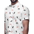 thumbnail image 4 of BESTMAN Printed Mens Short Sleeve Button Down Slim Fit Cotton Casual Shirt, 4 of 5