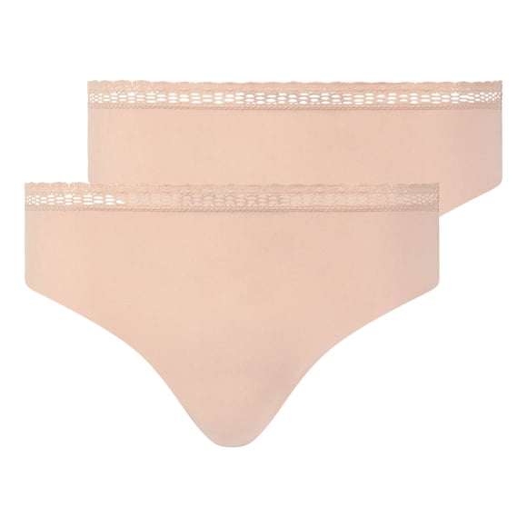 Chantelle Culottes pour Femmes, Lot de 2 - Chic Douillet, Invisibles, Respirantes, Nude P (Petit)
