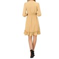 thumbnail image 3 of INSPIRE CHIC Women's Layered Ruffle Hem 3/4 Sleeves Smocked Chiffon A-Line Dress L Khaki, 3 of 8