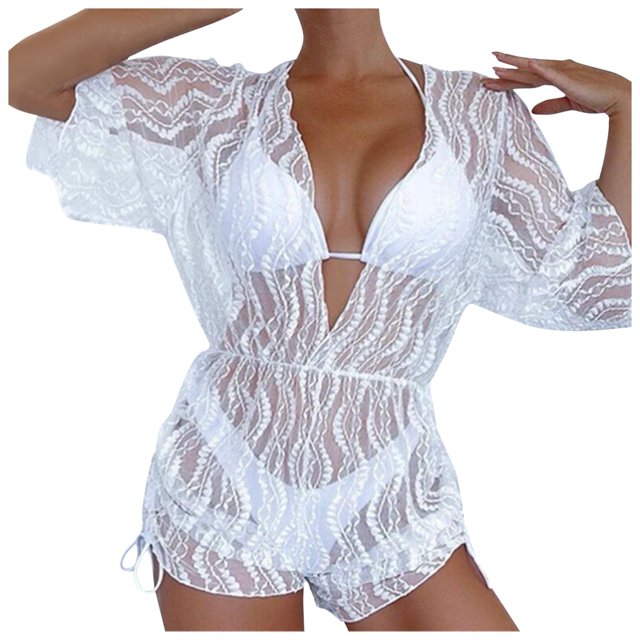 FhsagQ Womens Swimsuit Sets Plus Size Robe Women Bikini Cute Sport Push up Swimsuit Mesh Drawstring Swimsuit 3 Piece Swimsuit Womens Swimsuit Sets White White S