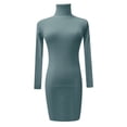 thumbnail image 4 of WTXUE Robe à Manches Longues, Robe Chandail Tricotée à Col Roulé pour Femmes Automne Hiver à Manches Longues, Robe Bleue Femmes, Bleu m, 4 of 4