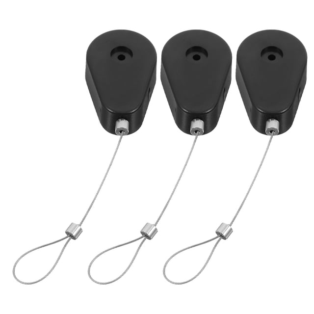 SHISUYAN 3pcs Retractable Anti Theft Cable Case Automatic Steel Wire Tether Lock Security Cable For Door Access Garage Warehouse Anti-Lost Telescopic Wire Holder