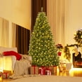thumbnail image 1 of Gymax 8FT Pre-Lit Christmas Tree Hinged Artificial Tree w/ Metal Stand LED Lights, 1 of 10