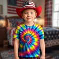 thumbnail image 1 of Hauts et T-Shirts pour Filles - T-Shirt Graphique à Manches Courtes Imprimé Tourbillon Col Rond Décontracté Confortable pour Usage Quotidien pour Tout-Petits et Enfants 2-13 Ans, 1 of 4