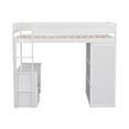 thumbnail image 4 of Euroco Wood Twin Size Loft Bed with Desk and Wardrobe, Built-in Desk with 2 Drawers, Big Wardrobe with Sliding Door and Clothes Hanger for Kids Teens Adults, White, 4 of 16