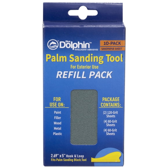 Blue Dolphin 5 x 2.69 in. Sanding kit Sandpaper Refills Medium/Fine - 10 Pieces