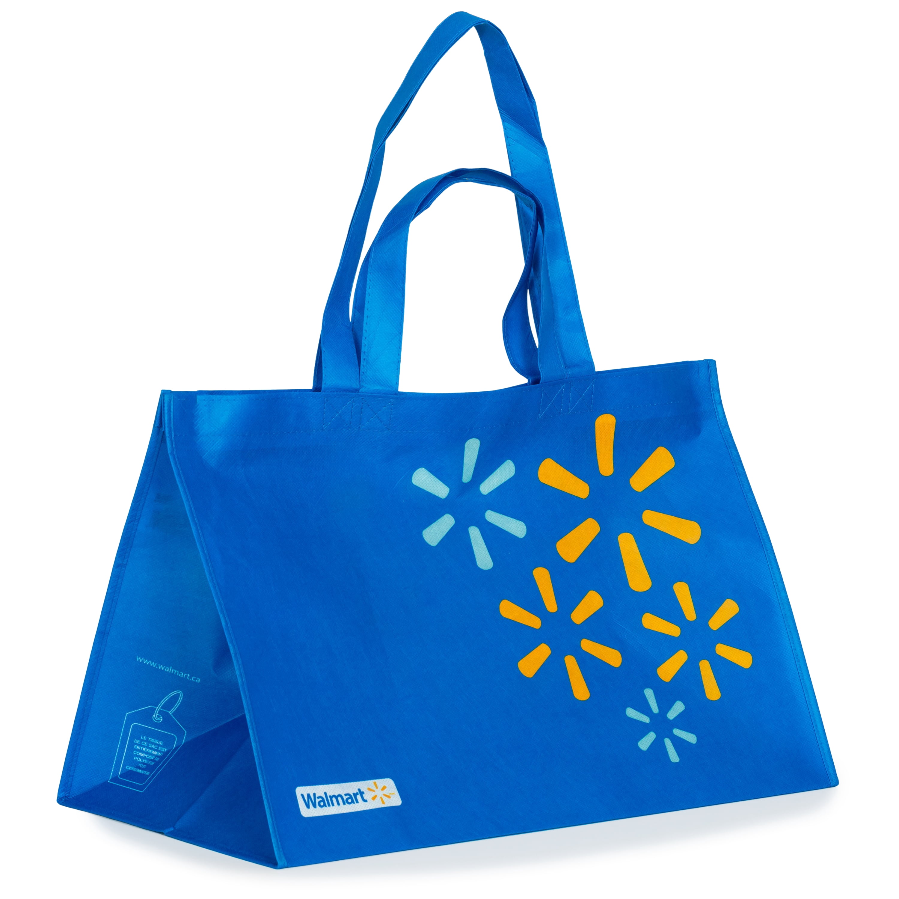 Walmart Grand sac d’épicerie réutilisable, sac fourre-tout à doubles poignées, bleu