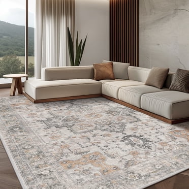 Kueth CAR1005-LTB-8X10-WAL-R 8'x10' Ultra Thin Indoor Vintage Area Rug
