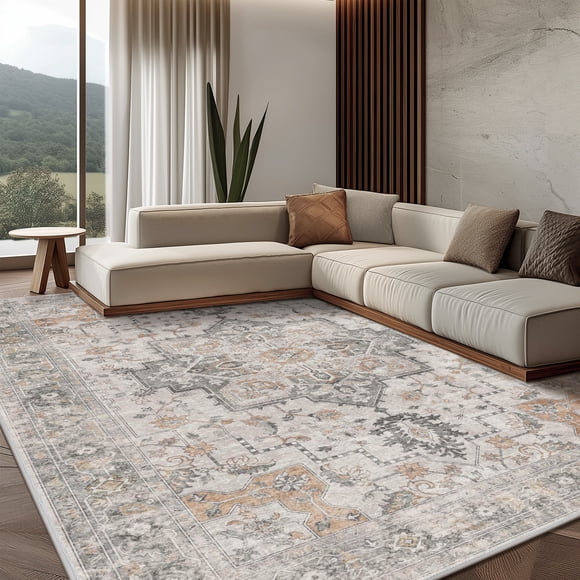 KUETH 3'x5' Area Rugs for Living Room, Ultra Thin Indoor Machine Washable Rugs for Bedroom Dining Room