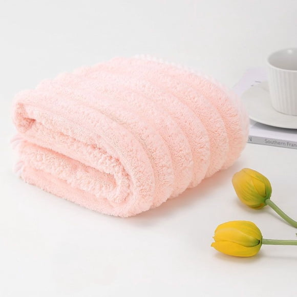 Serviette à Rayures Verticales - Tissu Polaire Doux et Absorbant, Bordure en Velours, Lavable à la Machine, Séchage Rapide et sans Odeur, Rose, JKODE