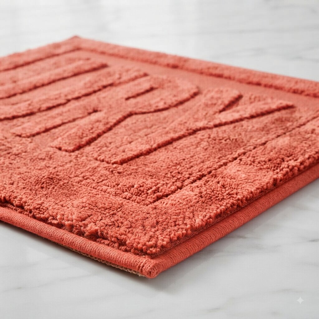 Tapis de bain corail moderne Home Decor Inc. avec inscription « DRY », 51 x 76 cm