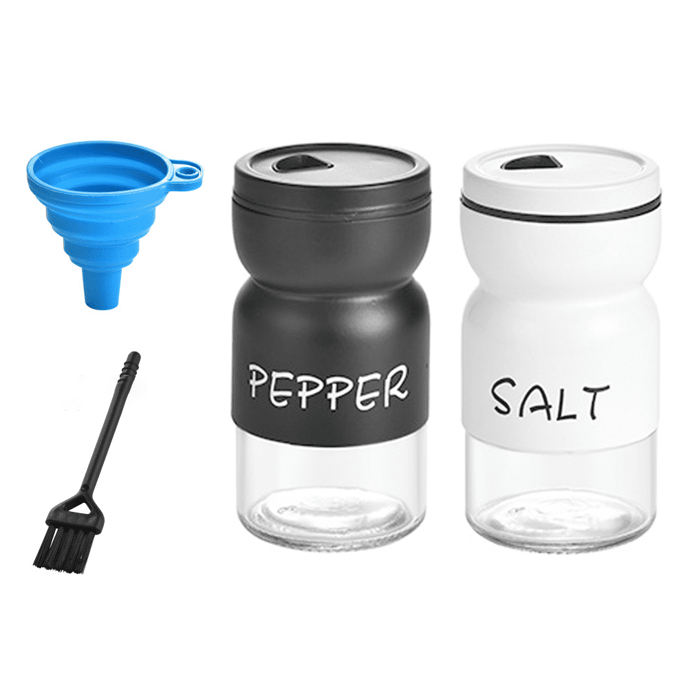 Dinheiro Farmhouse Salt and Pepper Shakers Set with Adjustable Lids, Modern Home Country Kitchen Decor, Cute Shaker Set
