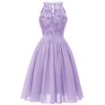 thumbnail image 3 of Pompotops Robe Trapèze Vintage pour Femme, Princesse, en Dentelle Florale, Cocktail, Encolure, Fête, Évasée, 3 of 5