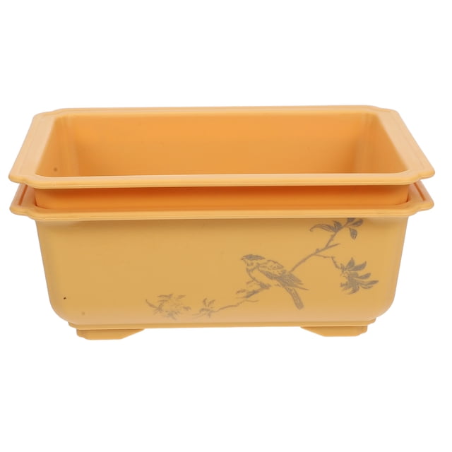Shisuyan 2pcs Root-Control Planter Box Rectangle Plastic Flower Pots with Bird Pattern for Windowsills Patios Outdoor Uses